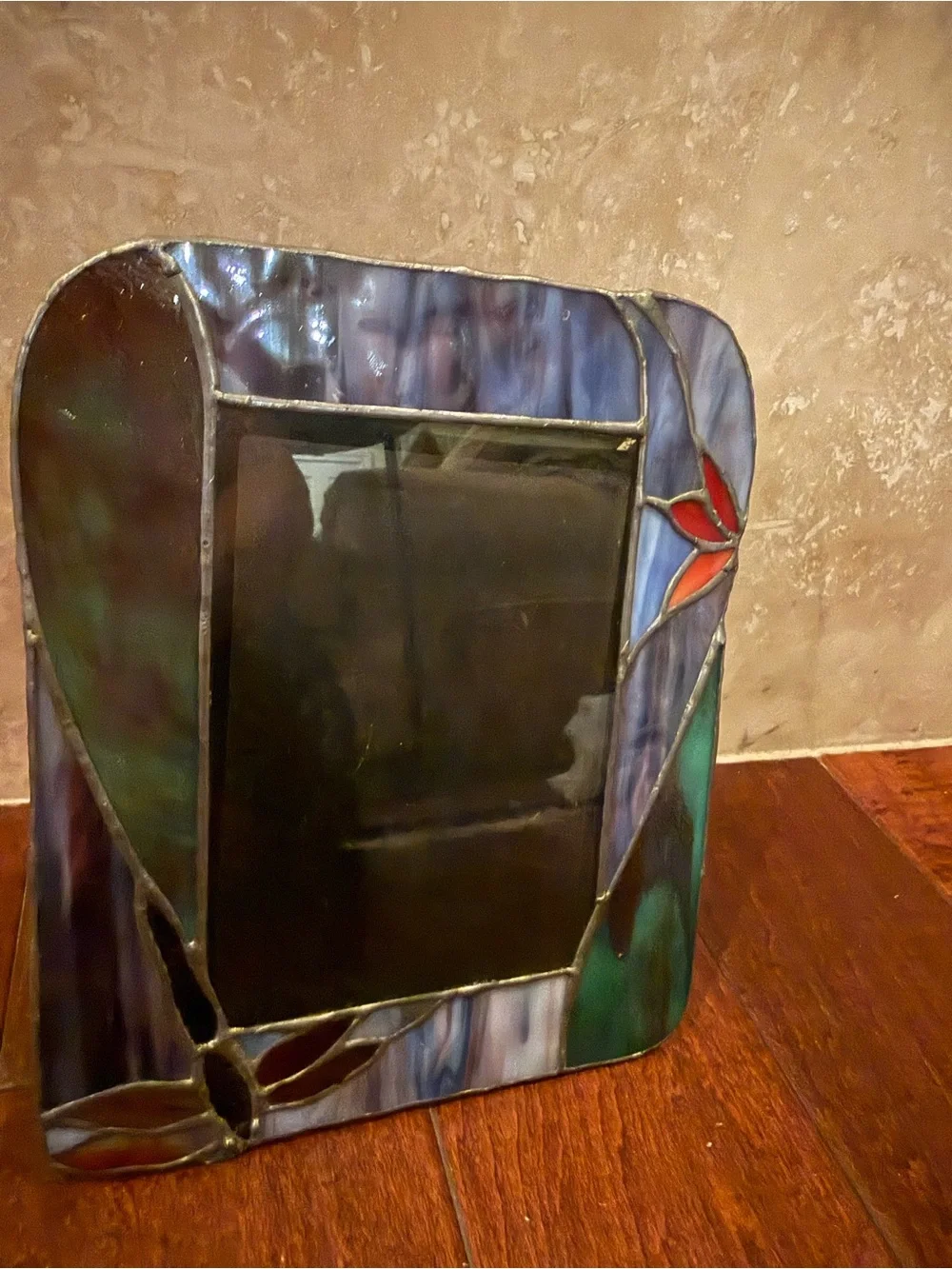 Stained Glass Photo Picture Frame Art Glass Dragonfly Purple Iridescent 5x7